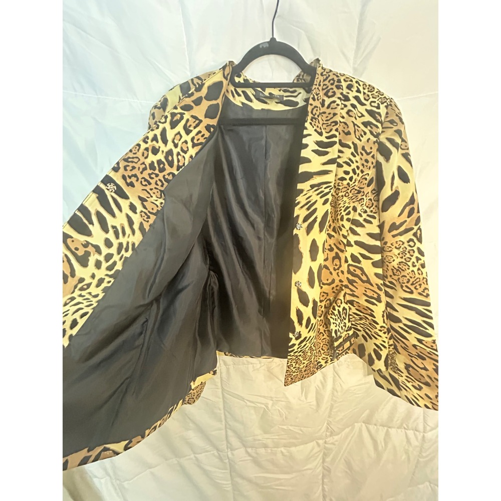 Isabella Suits Womens Blazer Jacket‎ Leopard Print Belted Size 18 - Picture 8 of 10